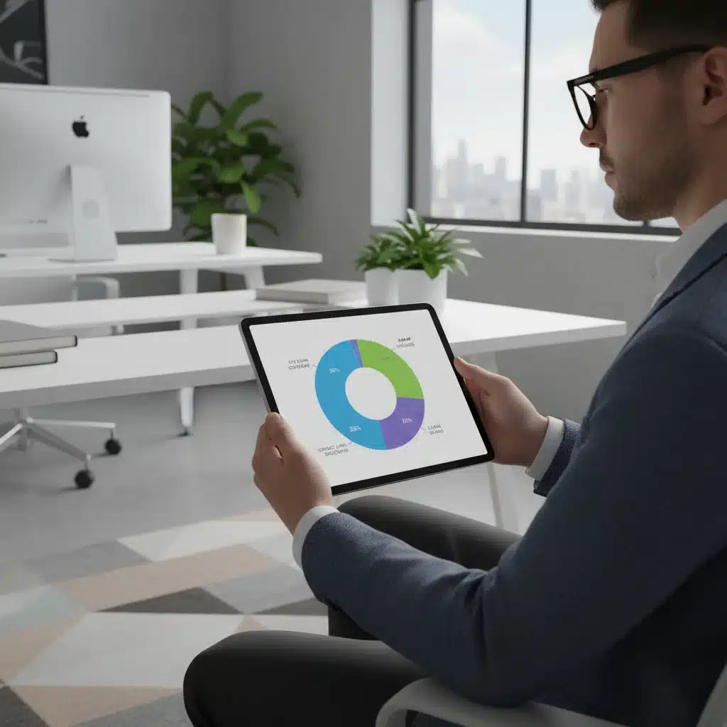 Person analyzing a pie chart of 2026 vision plan benefits on a tablet.