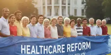 White House Healthcare Reforms 2026: A 5-Point Plan for US Citizens Diverse group in front of White House, symbolizing 2026 healthcare reforms