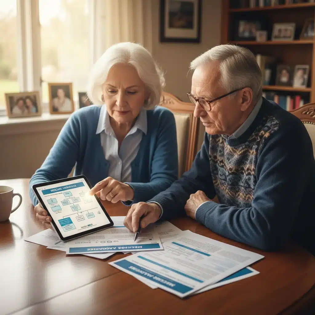 Senior couple reviewing Medicare plan options on tablet